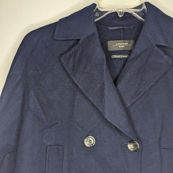 Weekend Max Mara Usuale Double-Breasted Wool-Blend Coat in Navy, Size 12 - Picture 5 of 11